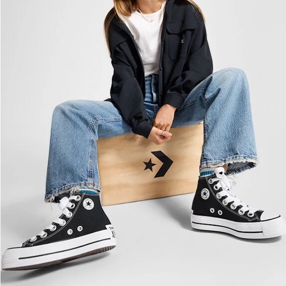 Converse Classic Black and White High-Tops - Picture 1 of 3